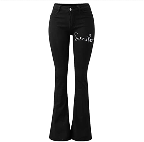 מכנסי התלקחות לנשים ז'אן אמצע עלייה מכנסיים טרנדיים פלוס מכנסי ג'ינס מתלקחים בסיסיים נשים בנות אופנה מגדלת