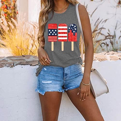 חולצות פטריוטיות לנשים 4 ביולי גופיות טנק ללא שרוולים נשים דגל אמריקאי מודפס חולצה ארהב גרפית