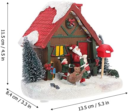 קישוט בית כפר חג המולד: סנטה צלמיות מואר בית חג המולד מואר בניין שולחן חג המולד קישוט כפר חג המולד צלמית