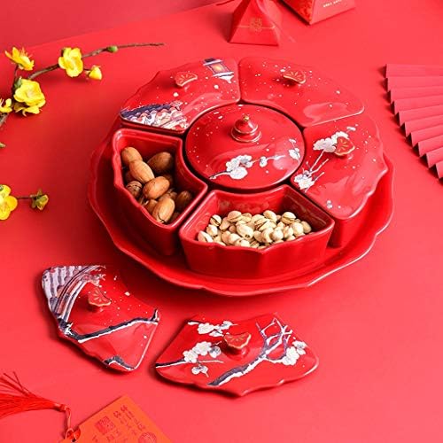 אדום לפתן סיני חדש שנה מסתובב פירות יבשים צלחת חתונה סוכריות תיבת יצירתי אגוז אחסון