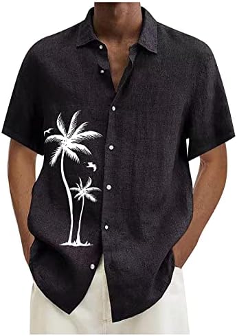 חולצות חג הוואי חוף גברים חולצות גרפיות טרופיות שרוול קצר חולצות בצבע אחיד בצווארון V