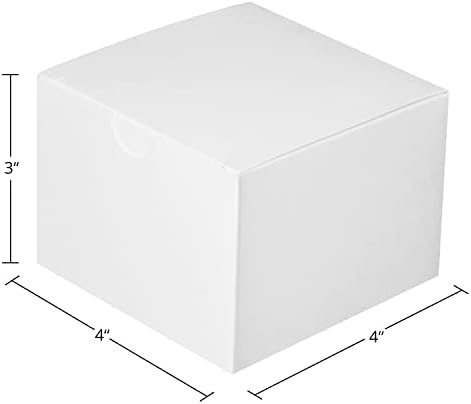 Fairlegend קופסאות מתנה לבנות קטנות 4x4x3 קופסאות נייר לבנות לבנות למתנות, טובות מסיבות, מקלחות, מלאכות,
