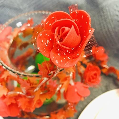 Sezrgiu תחרה מלאכותית פרח ורד פרח גפן גרלנד פיות מיתרים אורות מיתרים סוללה מופעלת לחתונה של חג המולד חג