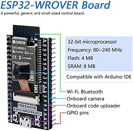 ערכת Super Starter של FreeNove עבור ESP32-Wrover, Onboard Camera Wireless, Python C, הדרכה מפורטת של 516 עמודים,