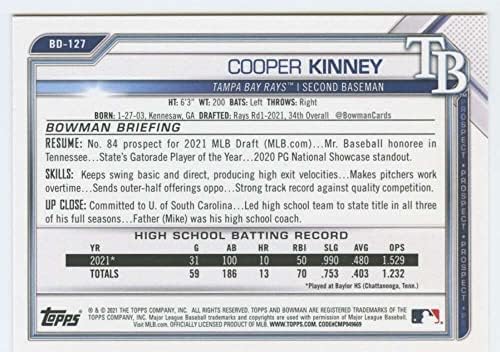 2021 דראפט Bowman BD-127 COOPER KINNEY RC RO ROOKIE TAMPA BAY RAYS MLB כרטיס מסחר בייסבול