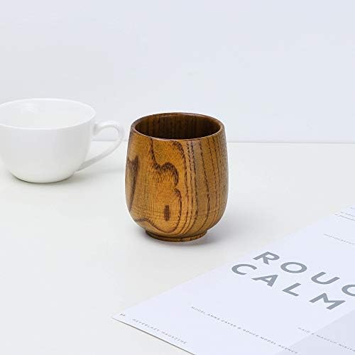 DBYLXMN פרימיטיבי תה עץ בעבודת יד עמיד כוס קפה כוס ספל טבעי זכוכית עץ מעגל ובקבוק סט ספל רחב