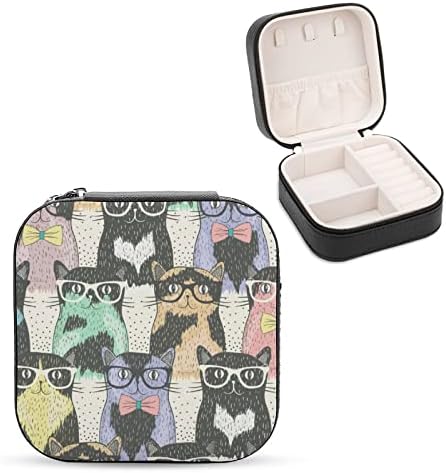 חתולים חנונים לנשים פרימיום נסיעות תכשיטים קטנים שרשרת שרשרת טבעת מארגן אחסון מיני מארז תצוגה