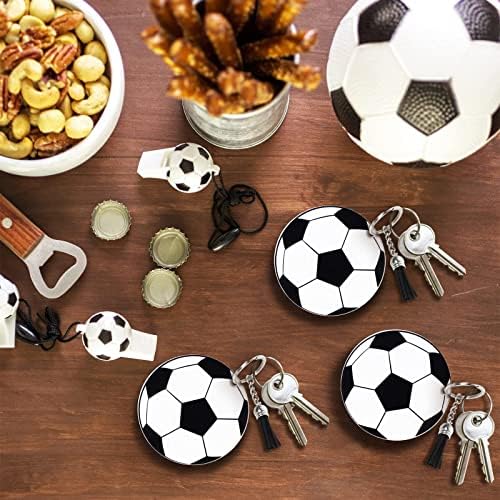 ערכת חסר מחזיק מפתחות אקרילית כדורגל כוללת 20 מחזיק מפתחות כדורגל עם 20 גדילי כדורגל טבעות מחזיק מפתחות