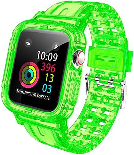 ללהקת Apple Watch ברורה 41 ממ -40 ממ -38 ממ: נשים ספורט ספורט קריסטל רך TPU רצועה רצועת רצועה עם מארז