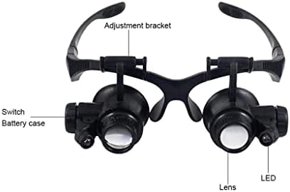 4 הגדלה מגדלת משקפיים משקפת עדשה עם 2 אורות אוזניות מגדלת זכוכית תיקון מיקרו גילוף