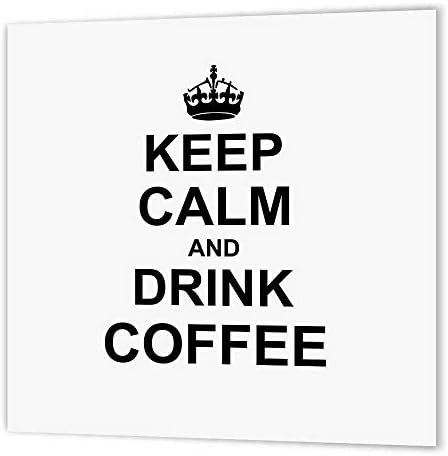 3drose ht_157712_1 שמור על רגוע ושתה קפה נשא- לאוהבי קפה אוהדי ברזל שחור על העברת חום, 8 על 8 אינץ ', לחומר