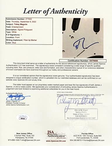 טובי מגווייר חתם על חתימה בגודל מלא פנדר שחור סטראטוקסטר גיטרה חשמלית עם מכתב אותנטיות של ג ' יימס ספנס-ספיידרמן