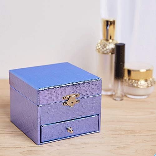 Lhllhl Blue נייר קופסת מוסיקה כחולה תכשיטים בעבודת יד קופסא מרובע מתנה מרובע הצעה יצירתית מתנה ליום הולדת חג המולד