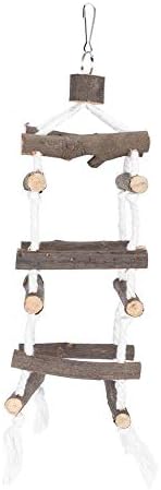 צעצועי עץ לעיסת תוכי תוכים, סולם טיפוס עץ, שלוש שכבות יציבות עם ציפורי קרס לתוכי