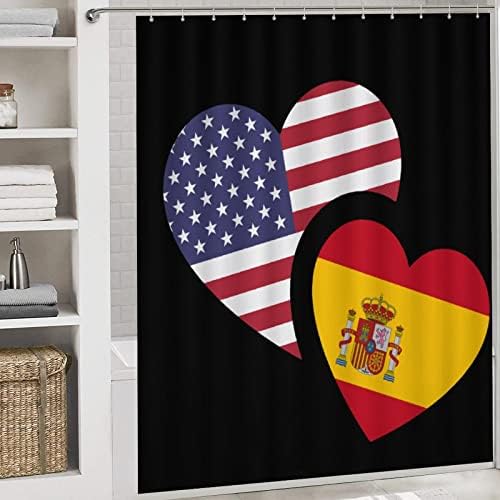 ספרד ארהב דגל ארבע חתיכה אמבטיה סט רצפת מחצלת בצורת שטיח אסלת כיסוי מקלחת וילון רחצה דקור סט אחד גודל