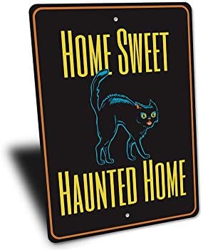 בית מתוק רדוף בית, חתול שחור ברוכים הבאים הביתה סימן, ליל כל הקדושים ברוכים הבאים אלומיניום סימן-12 איקס 18