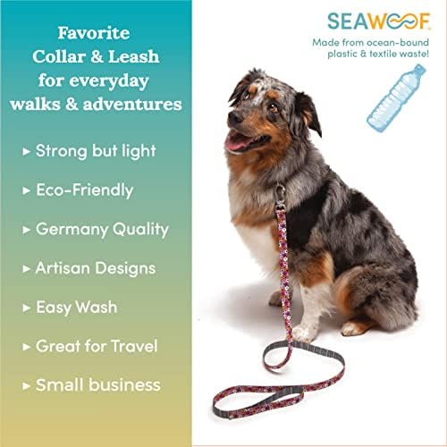 צווארון גורים של Seawoof לכלבי נשייה קטנים - עשוי מפלסטיק ממוחזר, אביזרי כלבים ידידותיים לסביבה - רב פרחים