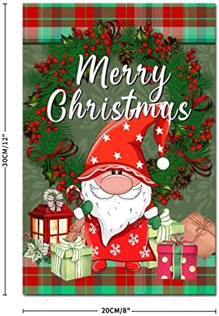 ציוד למסיבות חג המולד גנום קופסת מתנה שלט עץ זר עץ אדום ירוק באפלו משובץ שלט עץ עתיק קישודים חגיגיים