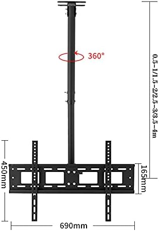 הרכבה על קיר טלוויזיה 360 ° מסתובבת והטיה תקרת טלוויזיה הרכבה, התאמת גובה טלסקופי, עבור סוגר