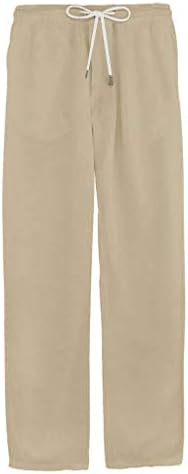 מכנסי פשתן של גברים זפטים עם כיסים רופפים בכושר פתוח תחתון רגיל קיץ מכנסי חוף אופנה מזדמנים