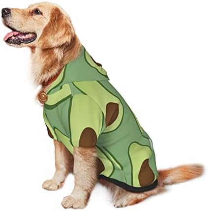 קפוצ'ון גדול של כלב ירוק-אבוקדו-דפוס דפוס חיות מחמד סוודר עם מעיל תלבושת חתולים רכה של כובע