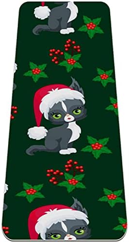 סיבזה חג המולד חתול עם כובע פרימיום עבה יוגה מחצלת ידידותי לסביבה גומי בריאות & מגבר; כושר החלקה