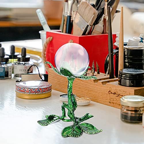 שולחן עבודה קריסטל מחזיק מעמד ירוק עלה בצורת צלמיות פסל מחזיק צלחת בוהה גלוב סטנד עבור כדורי גולות