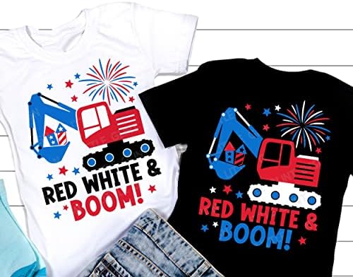התאמת אדום לבן ובום 4 ביולי חופר פטריוטי אמריקאי ילד מתנת ילדים 4 יולי חולצה מתנת יום זיכרון