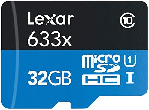 חבילת לקסאר של 2 כרטיסי זיכרון מיקרו-אס-איי 633 ביצועים גבוהים בגודל 32 ג 'יגה-בייט עם מתאם זיכרון 32 ג' יגה-בייט