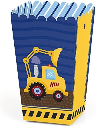 משאית בנייה - מקלחת לתינוקות או מסיבת יום הולדת לטובת קופסאות פינוקים פופקורן - סט של 12