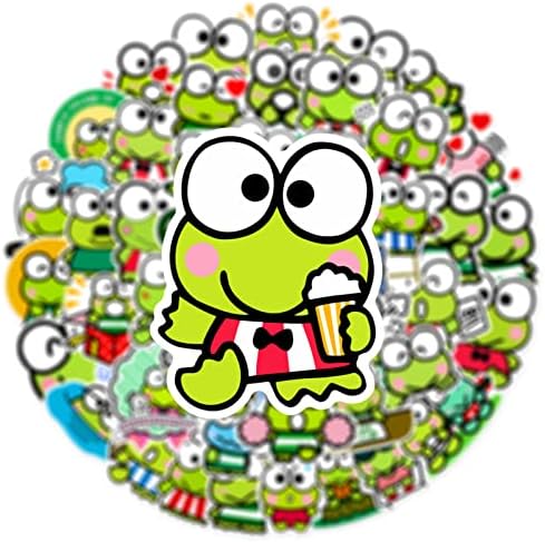 50 יחידות מדבקת צפרדע חמודה, מתנת מדבקות מצוירות של Sanrio לילדים, Kawaii Sanrio Stembers מדבקות חפיסות