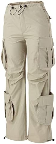Keusn Womens Cargo Pant Biggy Plus בגודל ישר מכנסי מצנח רגליים רחבות