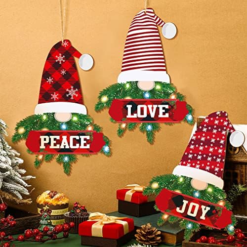 Gerrii 3 PCS חג המולד עץ עץ גנום זר תלייה מרפסת עיצוב חג המולד דלת קדוש דקור שמחה שותה שלטי ברוך