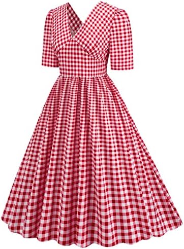 שמלות קיץ של GDJGTA לנשים 2023 שרוול קצר מזדמן משנות החמישים עקרת בית שמלת נשף שמלת נשף