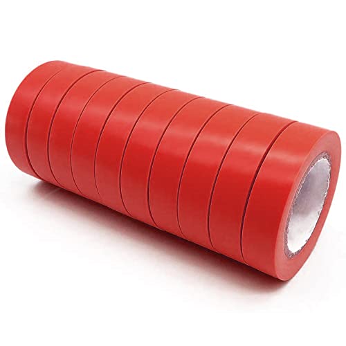 קלטת בידוד חשמלית של PVC אדומה, רוחב 3/4 , אורך 33-רגל, 10 שורות, מקורה וחיצונית טמפרטורה גבוהה