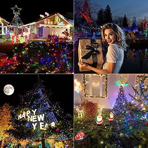 קישוטי חג המולד של Easykk אורות כוכבים, 320 אורות עץ חג המולד LED חיצוניים, אורות מיתר 16.4ft 8