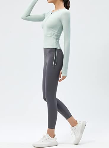 חולצות יוגה צדדיות נמתחות של נשים חולצות יוגה חצי רוכסן אימון צמרות כושר כושר רזה עם כרית חזייה
