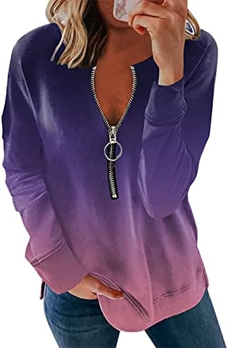 נשים סיבתי 1/4 רוכסן סוודר ארוך שרוול צווארון חולצות מוצק פעיל ריצה מעיל