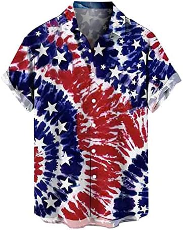 מיאשוי מזדמן חולצה שמלת גברים של קיץ מזדמן עצמאות יום אמריקאי דגל הדפסת חולצה קצר שרוול תור טי חולצות