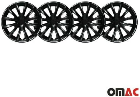 OMAC HubCAPS 16 אינץ 'עבור GMC SIERRA שחור ושחור 4 יח'. כיסוי חישוקי גלגלים - כובעי רכזת - החלפת