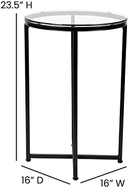 פלאש ריהוט גריניץ ' אוסף סוף שולחן-מודרני ברור זכוכית סוף שולחן-שחוצים מט שחור מסגרת