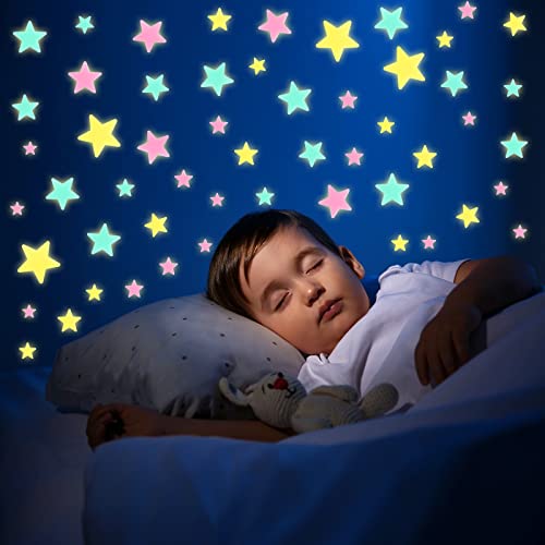 זוהר צבעוני בכוכבים הזוהרים הכהים ניאון ניאורסנט קישוטי קיר מפלסטיק מדבקות מדבקות קיר לחדר שינה ילדים