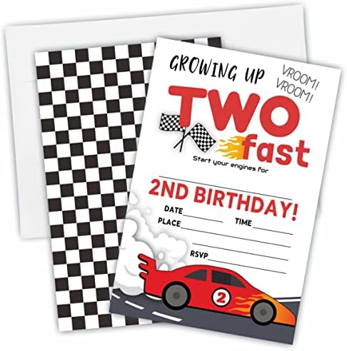 הזמנה למסיבת יום הולדת לרכב מרוץ 2 * גדל שתי הזמנות למסיבה מהירה לילדים, בני נוער, בנים ובנות 20 מילוי דו צדדי