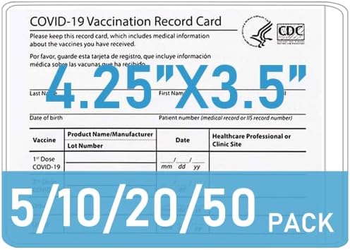 20 חבילה חיסון כרטיס מחזיק, מגן 4.3 עם 3.5 סנטימטרים, עמיד למים חיסון לחסן שיא כרטיסי פלסטיק