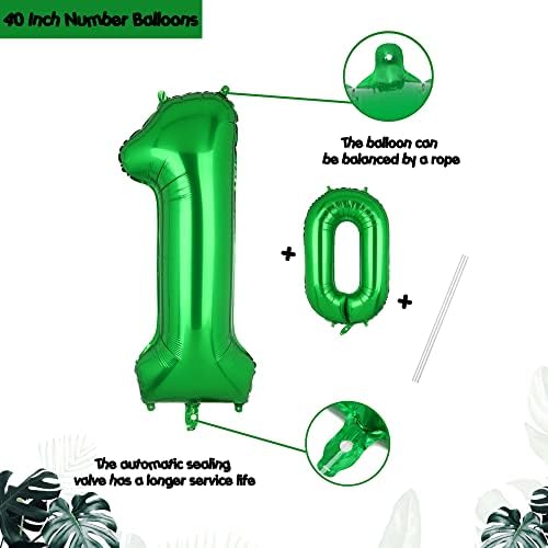 40 אינץ '10 בלוני מספר ירוק כהה בלונים מיליאר נייר הליום דיגיטלי בלון דיגיטלי מסיבת מקלחת לתינוק חיות