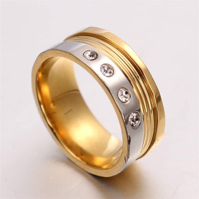 קולסו 8 ממ 316 ליטר טבעות לגברים נשים ארבע קריסטל מסלול טבעת אירוסין טבעת 8 ממ-69356