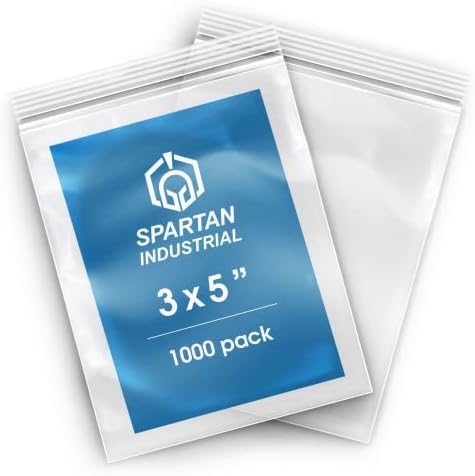 Spartan Industrial - 3 ”x 5” 2 מיל מיליארד שקיות פולי פלסטיק ברורות עם רוכסן מנעול הניתן לניתוח רוכסן רוכסן