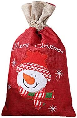 חג המולד מתנות ריק סנטה שקי שרוך שקיות שלג מתנת פאוץ פשתן הווה שרוך פאוץ הווה שקיות של סנטה מתנה שק מתנת