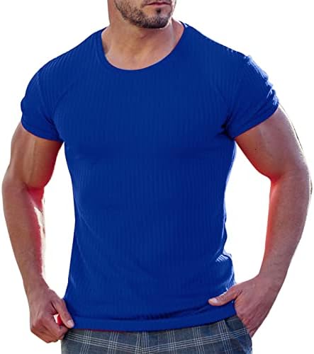 חולצת טריקו אתלטית מהירה יבשה לגברים שרוול קצר חולצה בכושר דק צוואר עגול חולצה נושמת
