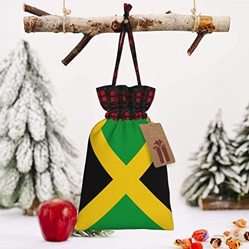 חג המולד שרוך מתנת שקיות ג ' מייקה-דגל-גאווה באפלו משובץ שרוך תיק צד טובה שקיות